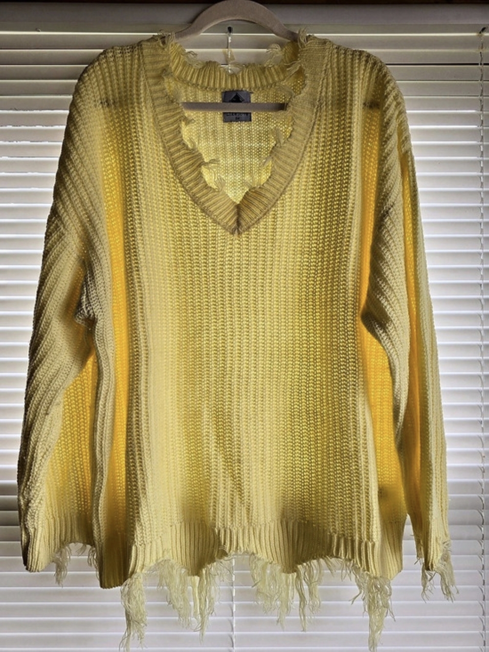 Like Love V-Neck Fringe Sweater in Yellow